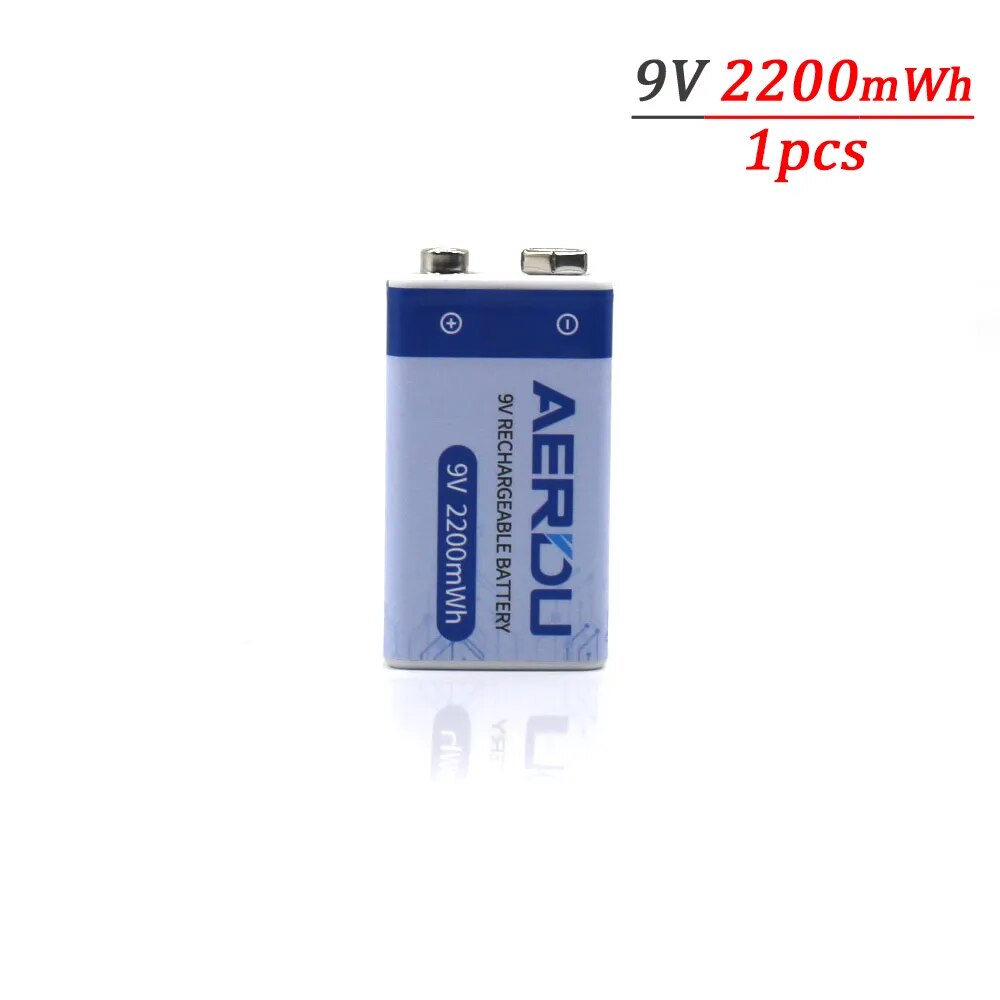 AERDU 2200mWh Micro USB 9 Volt Li-ion Rechargeable Battery 6F22 9V Li ion Lithium Battery for RC Helicopter Model Microphone Toy