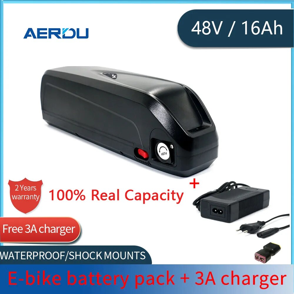 Originalt 48V 36V elsykkelbatteri 19ah 16ah 13ah 12ah 10ah 48V Hailong 1000W 750W 500W 18650 celler pakke elsykkel litiumion