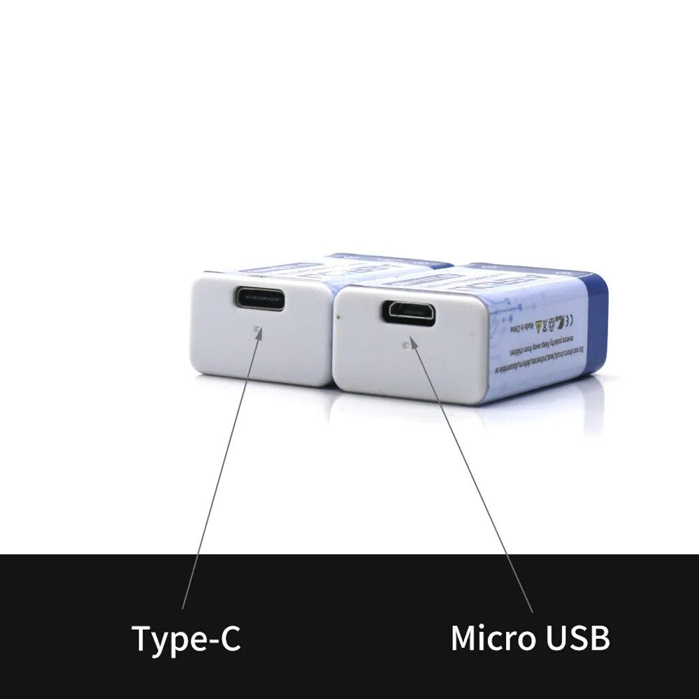 AERDU 2200mWh Micro USB 9 Volt Li-ion Rechargeable Battery 6F22 9V Li ion Lithium Battery for RC Helicopter Model Microphone Toy