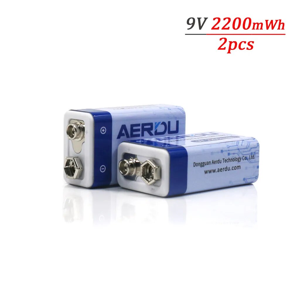 AERDU 2200mWh Micro USB 9 Volt Li-ion Rechargeable Battery 6F22 9V Li ion Lithium Battery for RC Helicopter Model Microphone Toy