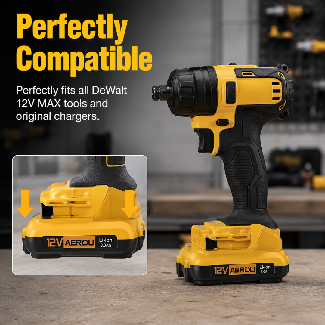 AERDU Power 12V MAX 3.0Ah Premium Battery for DeWalt 12V Tools - Genuine Samsung 30Q Cells