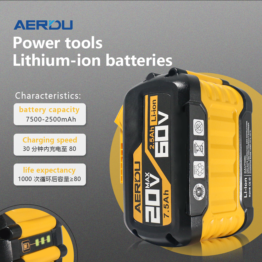 For Dewalt 20V-60V 7.5-2.5A Battery – High-Performance for Circular Saws/Blowers, Global Voltage