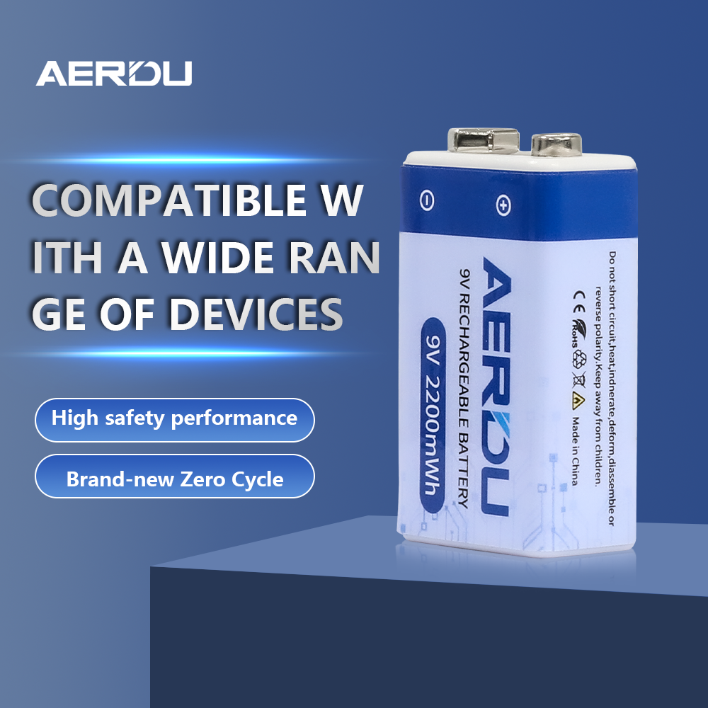 AERDU 2200mWh Micro USB 9 Volt Li-ion Rechargeable Battery 6F22 9V Li ion Lithium Battery for RC Helicopter Model Microphone Toy