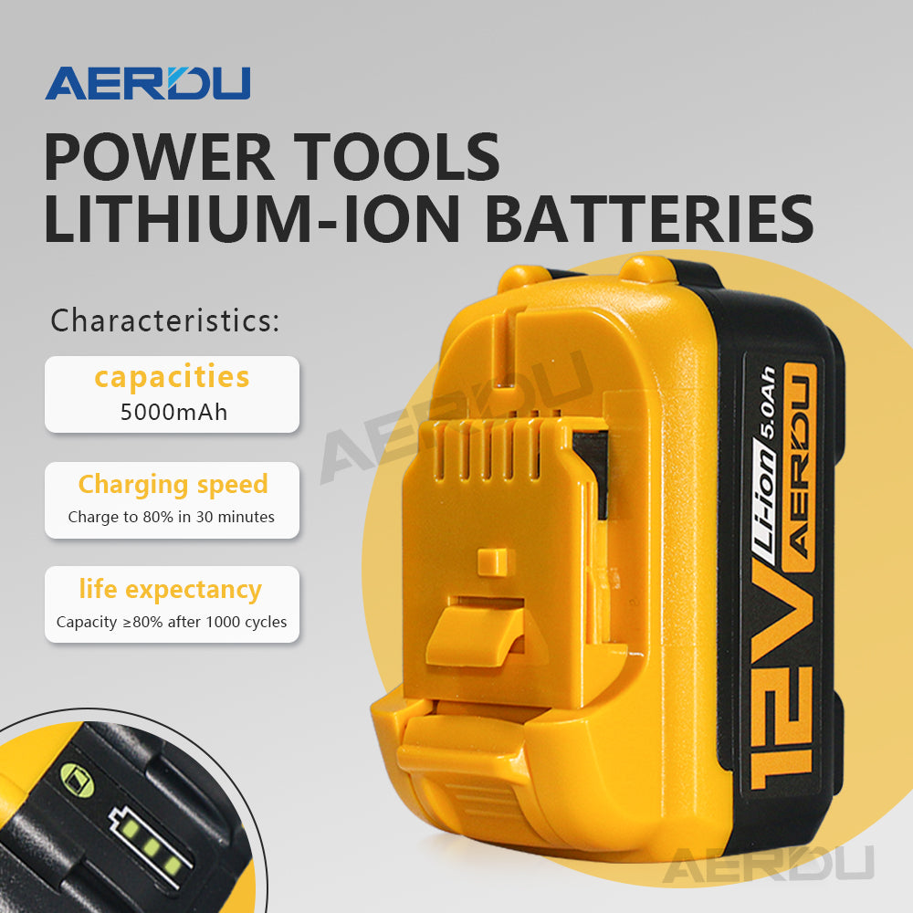 For Dewalt 12V 6-Cell 5.0A Battery – High-Performance for Heavy-Duty Impact Drivers/Rotary Tools