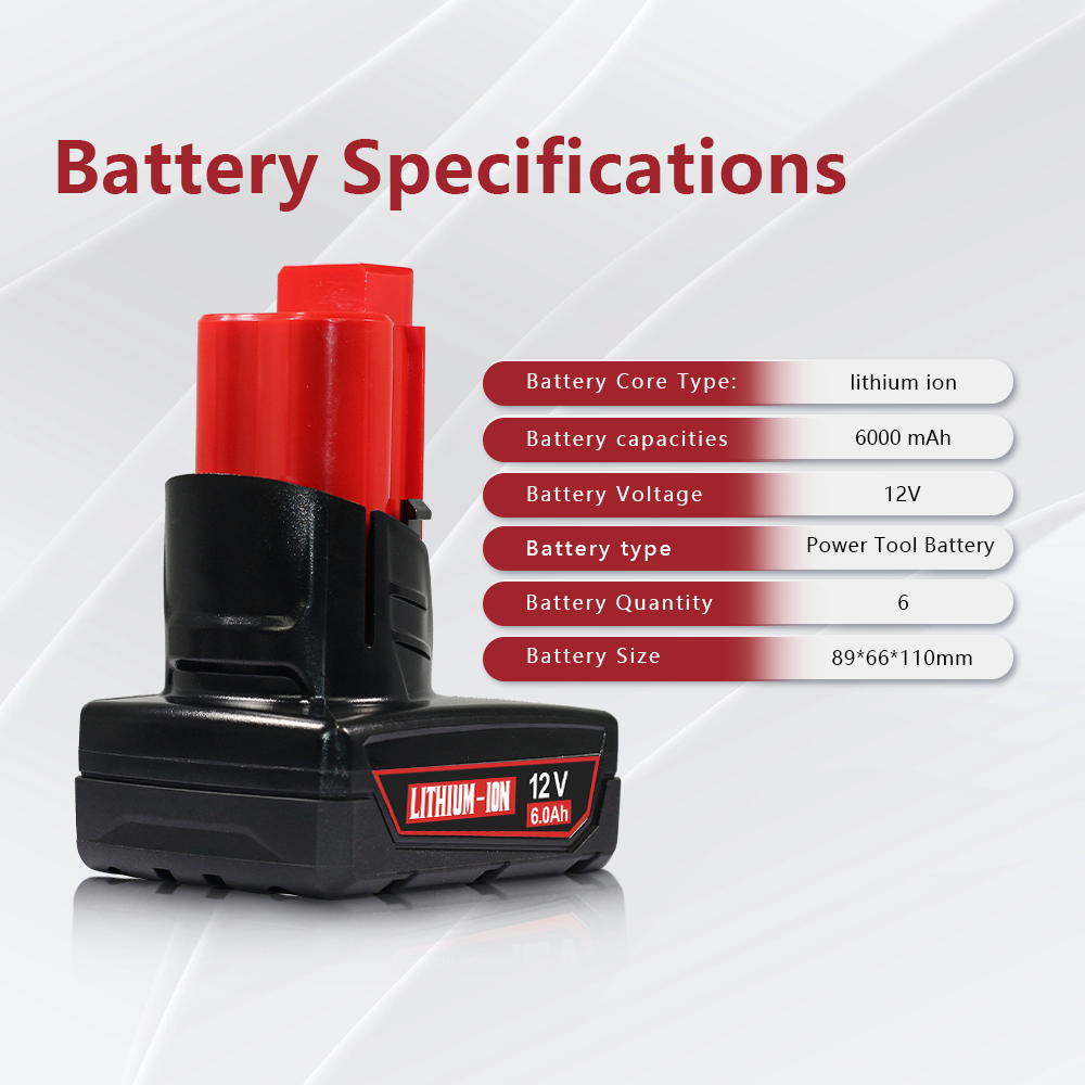 M12 6.0Ah Battery for Milwaukee M-12 12V Lithium-Ion Battery 48-11-2411 48-11-2440 48-11-2402 Tools