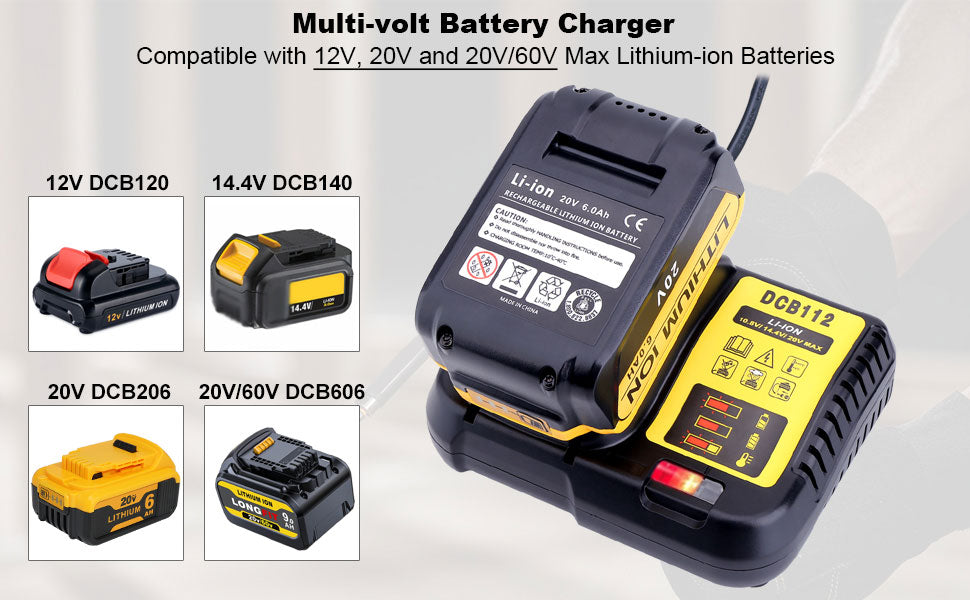 DCB112 Charger for DEWALT 12V-20V Lithium-Ion Battery DCB200 DCB205 DCB206 Drill EU