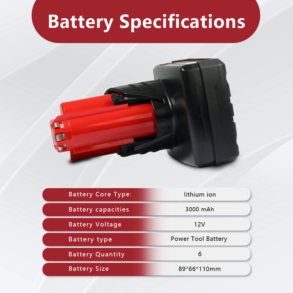 For Milwaukee 12V 6-Cell 3.0A Battery – Compatible with M12 Compact Drills/Impact Drivers, Global Use