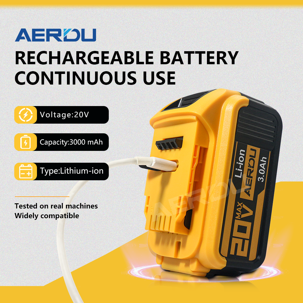 For Dewalt 18V 3.0A Battery with Type-C Port – Compatible with Drills/Impact Drivers, Global Use