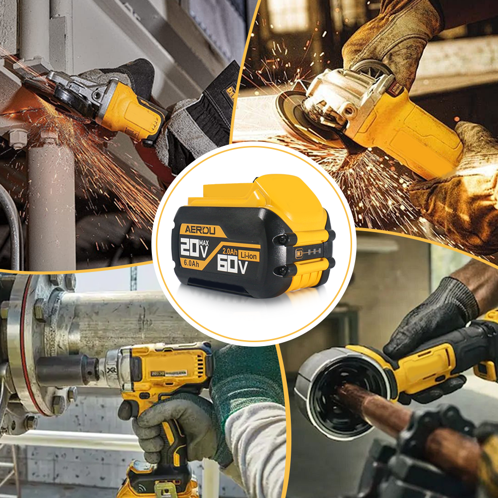 For Dewalt 20V-60V 6.0A-2.0A Battery – Long-Runtime for Impact Drivers/Trimmers, Worldwide Compatibility