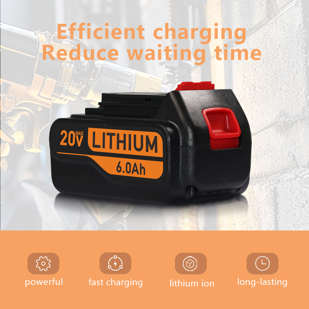 20V Lithium LBXR20 6.0Ah For Black and Decker 20V Max Lithium Battery LBXR20 LB2X4020 LBXR2520 LBXR2020 LBX20 LB2X3020-OPE 20V Tools LST201 LSTE523 LSTE525