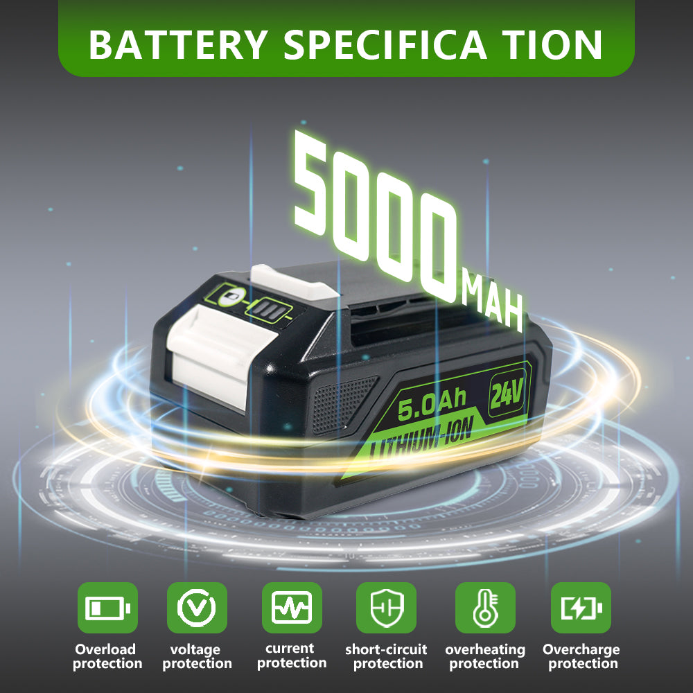24V 5.0Ah For Greenworks 24 Volt Lithium Battery 20302 20672 20202 20322 20262 20292