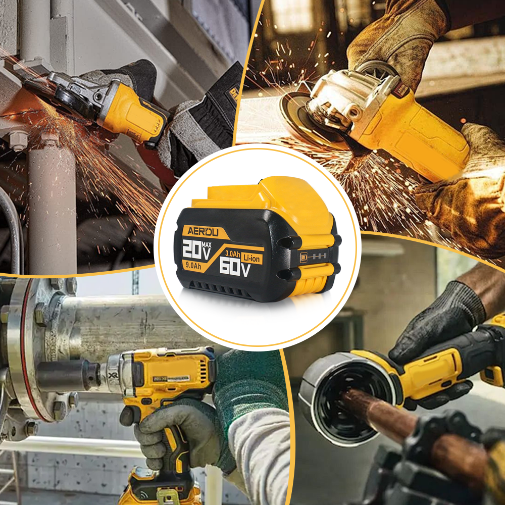 For Dewalt 20V-60V 9.0A-3.0A Battery – Max Power for Concrete Drills/Mixers, Worldwide Use