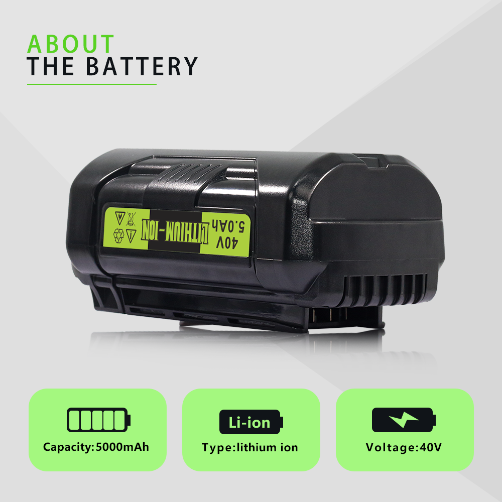 For Ryobi 40V 20-Cell 5.0A Battery – High-Performance for ONE+ HP Lawn Mowers/Grinders