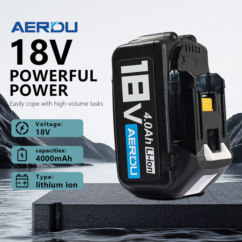 For Makita 10-Cell 18V 4A Type-C Battery – Dual-Purpose Super Fast Charger for Tools & Smart Devices, Global Use