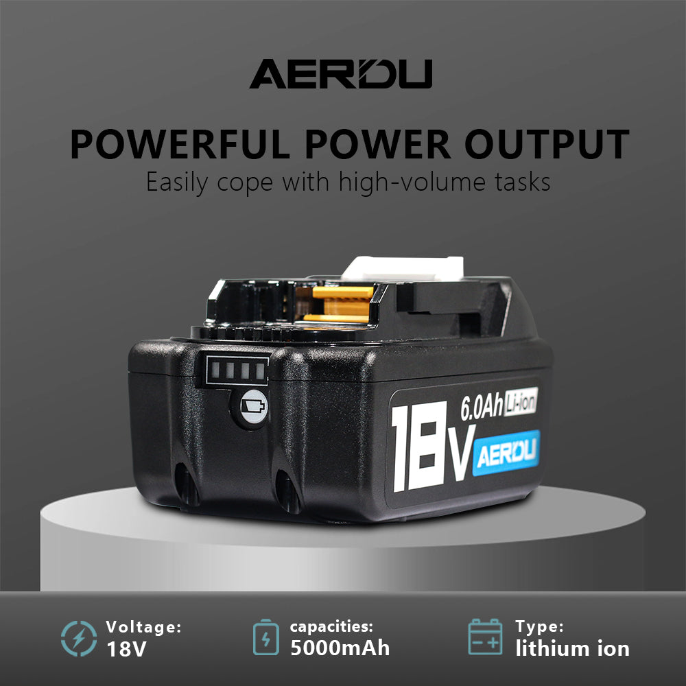 18V 6.0Ah Lithium-ion Battery for Makita BL1830 BL1815 194204-5