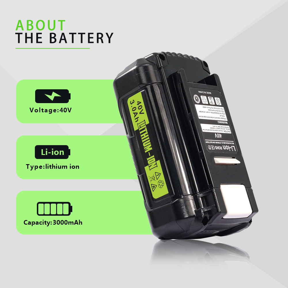 For Ryobi 40V 20-Cell 3.0A Battery – Compatible with ONE+ HP Drills/Trimmers, Global Use