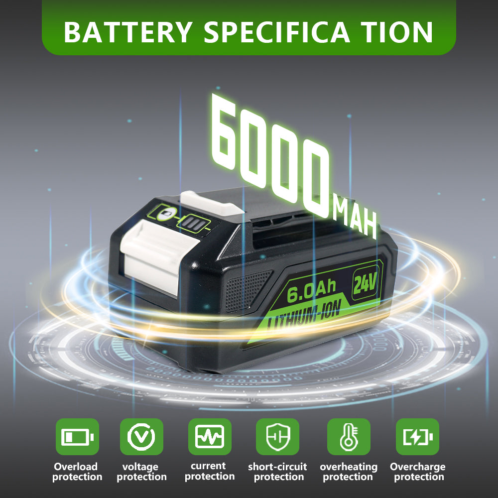 24V 6.0Ah For Greenworks 24 Volt Lithium Battery 20302 20672 20202 20322 20262 20292