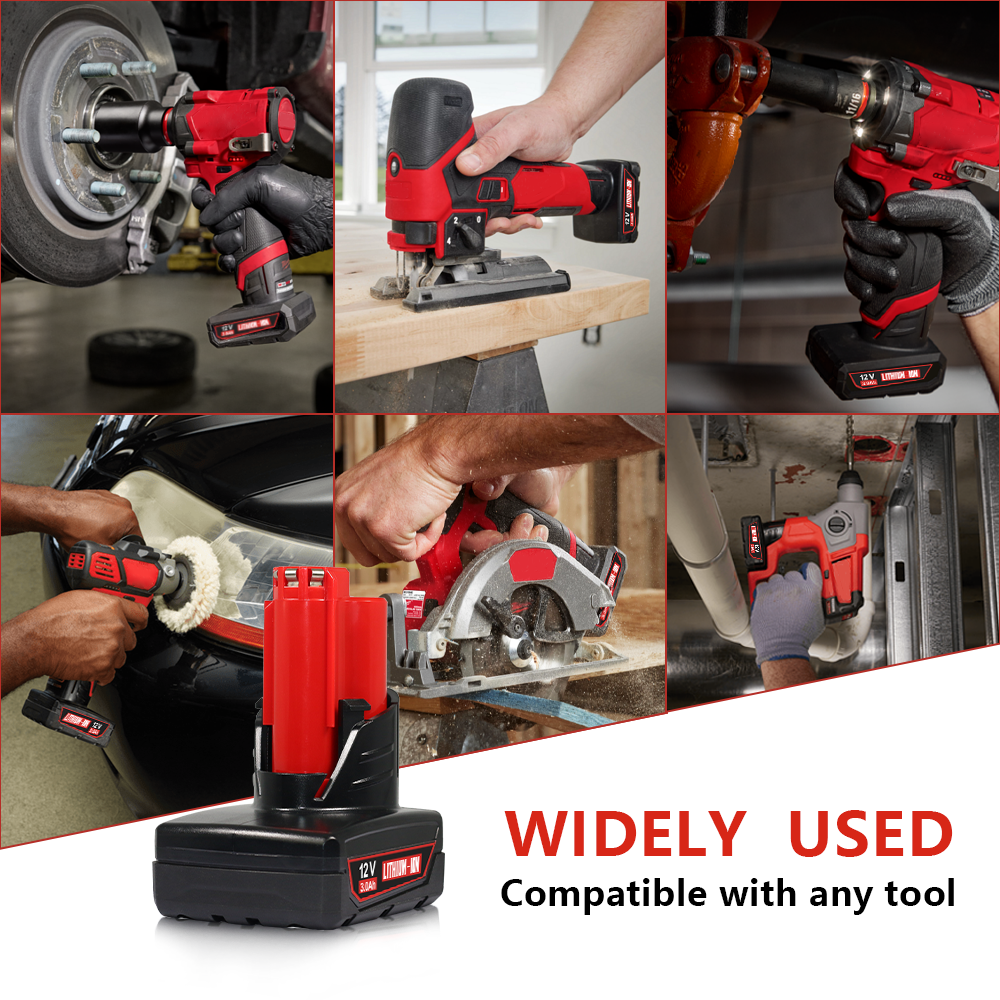 For Milwaukee 12V 6-Cell 3.0A Battery – Compatible with M12 Compact Drills/Impact Drivers, Global Use