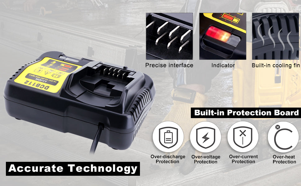 DCB112 Charger for Dewalt 12V-20V Lithium-Ion Battery DCB200 DCB205 DCB206 USA