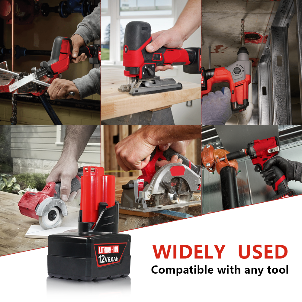 12V 6.0Ah For Milwaukee M12 Battery 12Volt Extended Capacity 48-11-2460