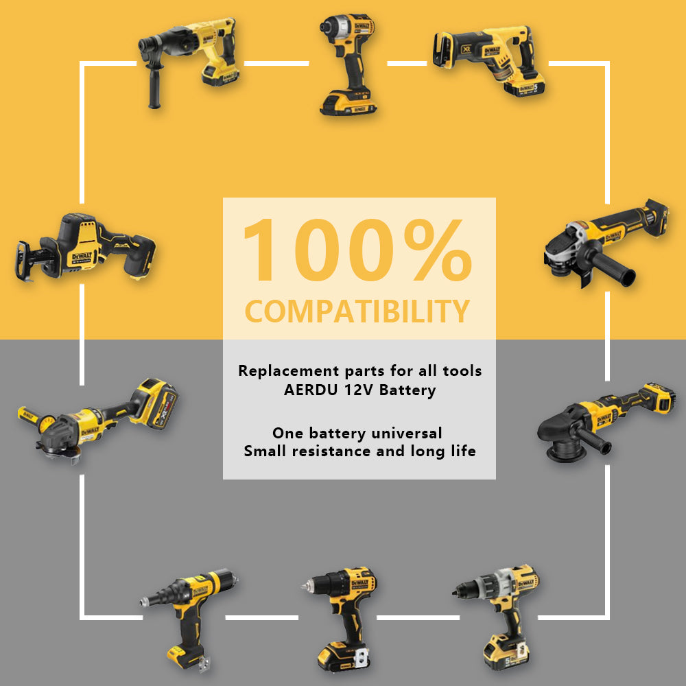 For Dewalt 12V 6-Cell 4.0A Battery – Long-Runtime for Impact Drivers/Trim Routers, Worldwide Use