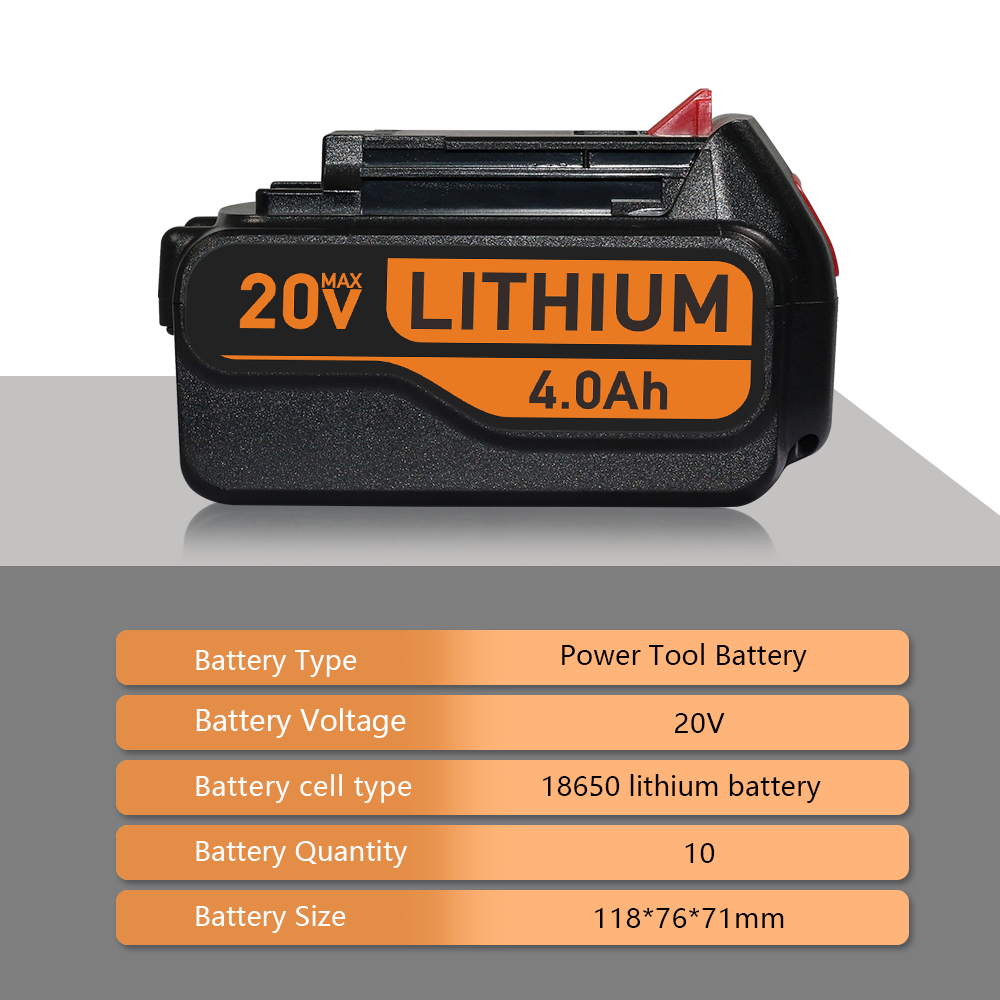 For Black&Decker 20V 4.0Ah Lithium Battery – Compatible with LB2X4020 Drills/Impact Drivers