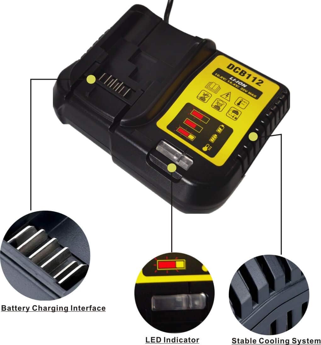 DCB112 Charger for DEWALT 12V-20V Lithium-Ion Battery DCB200 DCB205 DCB206 Drill EU