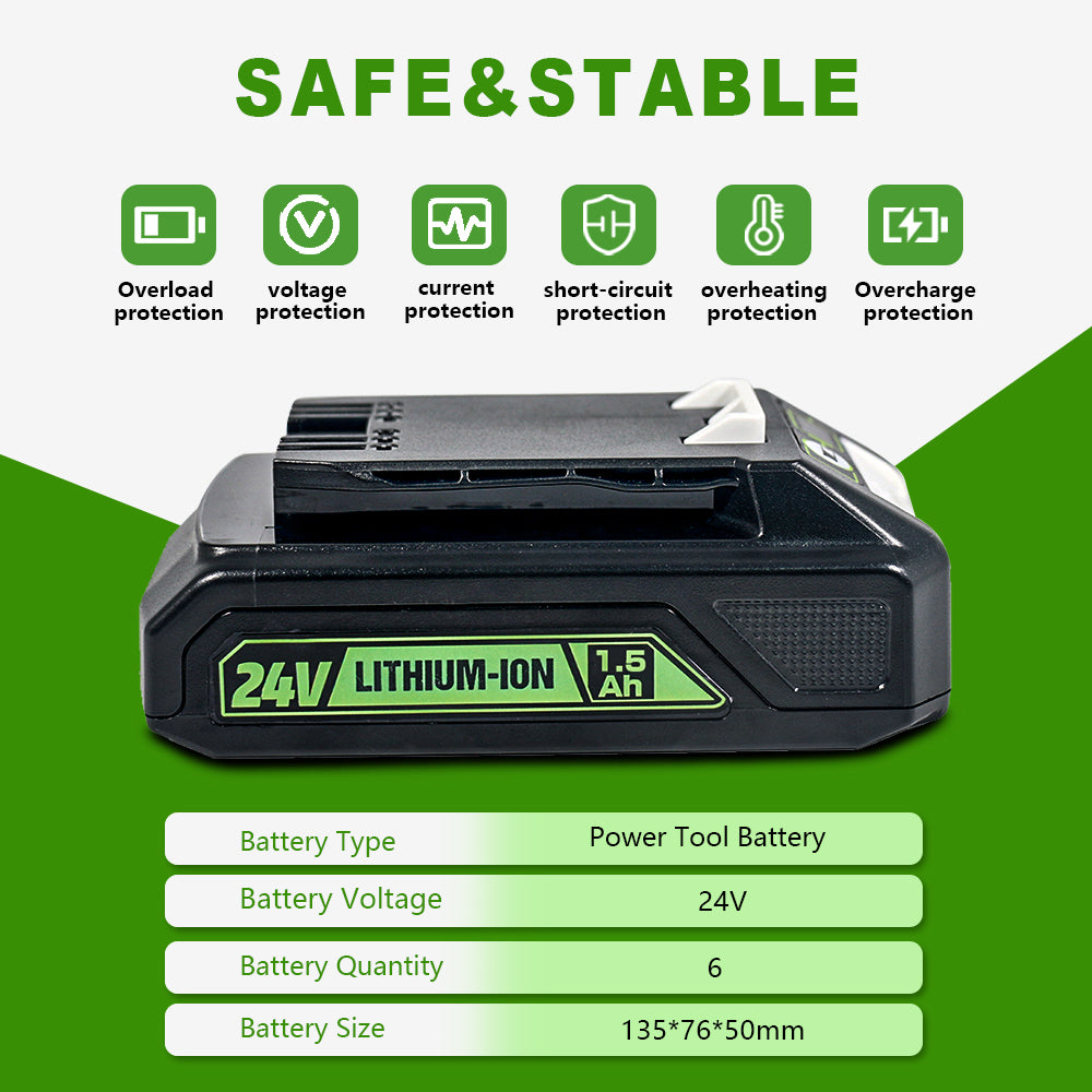24V 1.5Ah Replacement Battery for Greenworks Battery 21342 20362 Fit for 24V Cordless Power Tools Lithium-Ion Battery ST48B2210 CS48L4410 BL48B2510 48HT24