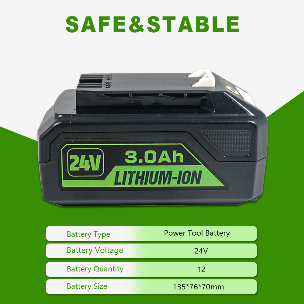 24V 3.0Ah For Greenworks 24 Volt Lithium Battery 20302 20672 20202 20322 20262 20292
