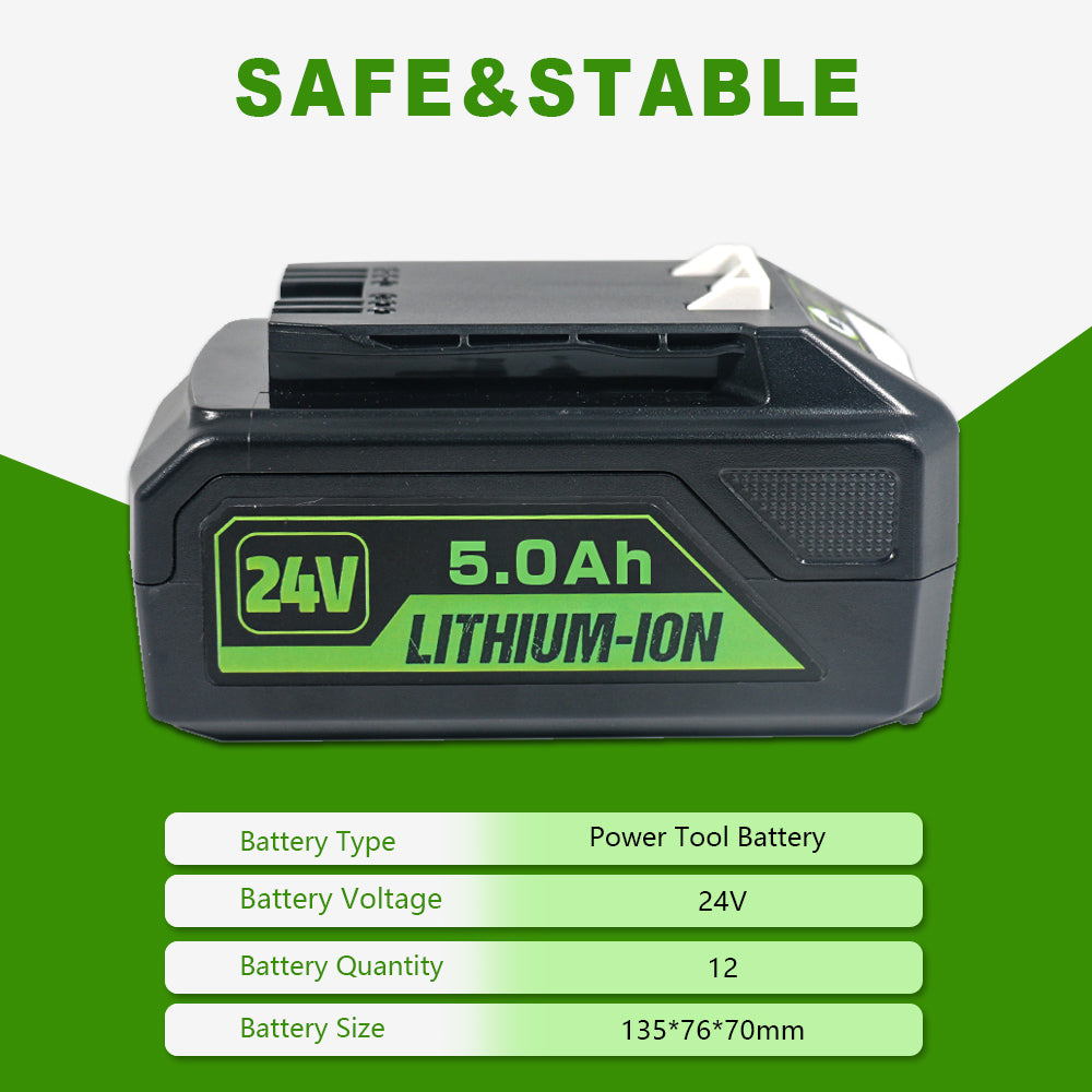24V 5.0Ah For Greenworks 24 Volt Lithium Battery 20302 20672 20202 20322 20262 20292
