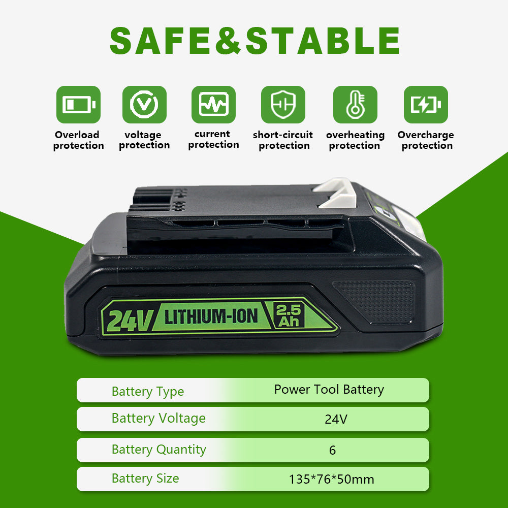 24V 2.5Ah Replacement Battery for Greenworks Battery 21342 20362 Fit for 24V Cordless Power Tools Lithium-Ion Battery ST48B2210 CS48L4410 BL48B2510 48HT24