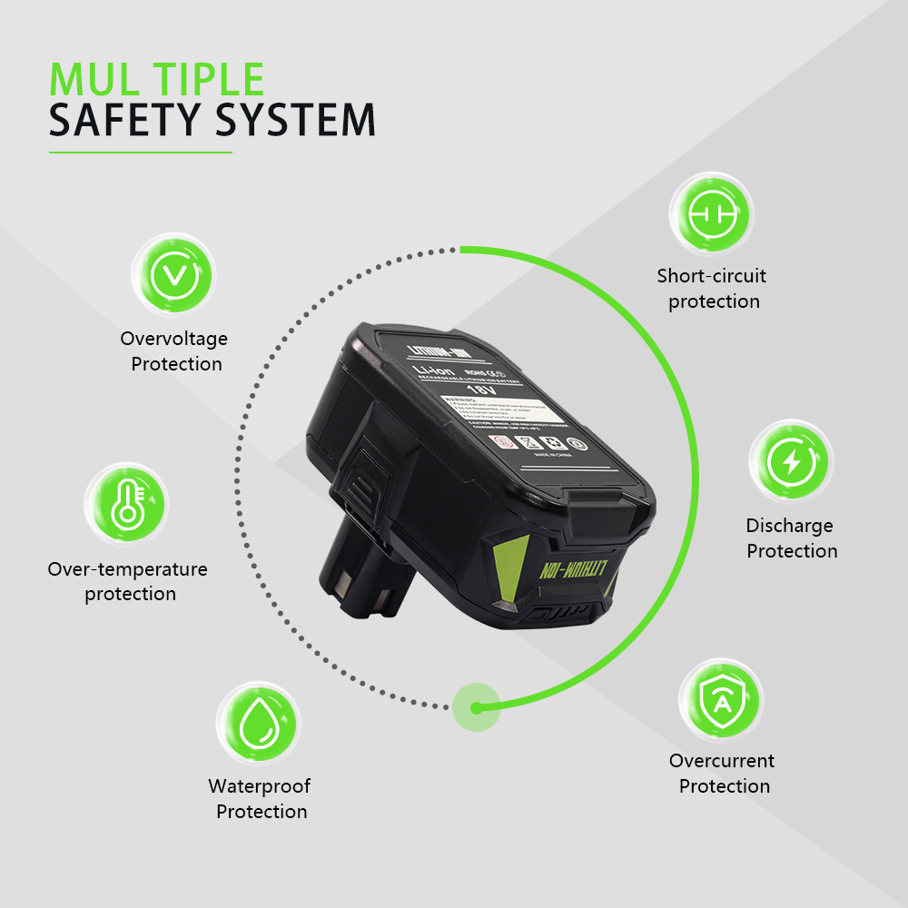 For Ryobi 18V 3.0A Type-C Battery – Compatible with ONE+ Drills/Phones, Global Use P102 P103 P104 P105 P107 P108 P109 P122 for 18-Volt Power Tool