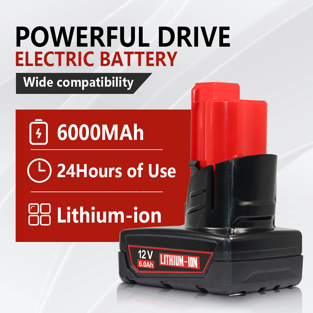 M12 6.0Ah Battery for Milwaukee M-12 12V Lithium-Ion Battery 48-11-2411 48-11-2440 48-11-2402 Tools
