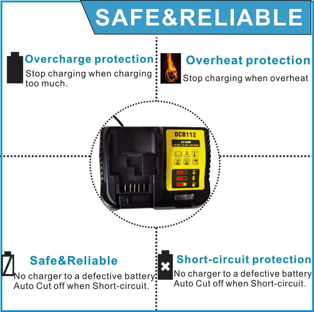 DCB112 Charger for DEWALT 12V-20V Lithium-Ion Battery DCB200 DCB205 DCB206 Drill EU