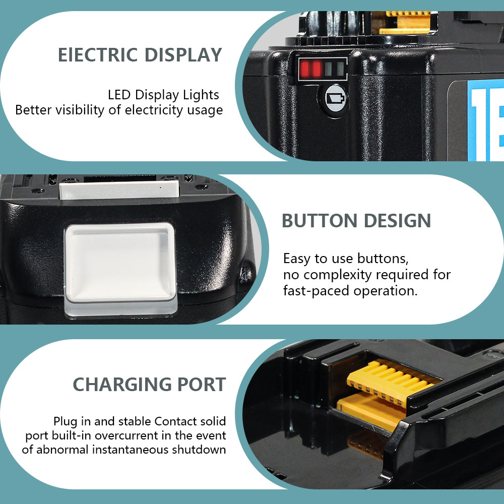 18V 6.0Ah Replacement Battery Compatible with Makita BL1840 BL1850 BL1860 BL1830 Lithium-Ion Battery Tools with LED Indicator