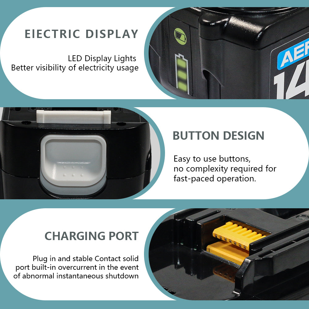 For Makita 14.4V 4.0Ah 8-Cell Battery | High-Performance Replacement for Power Tools