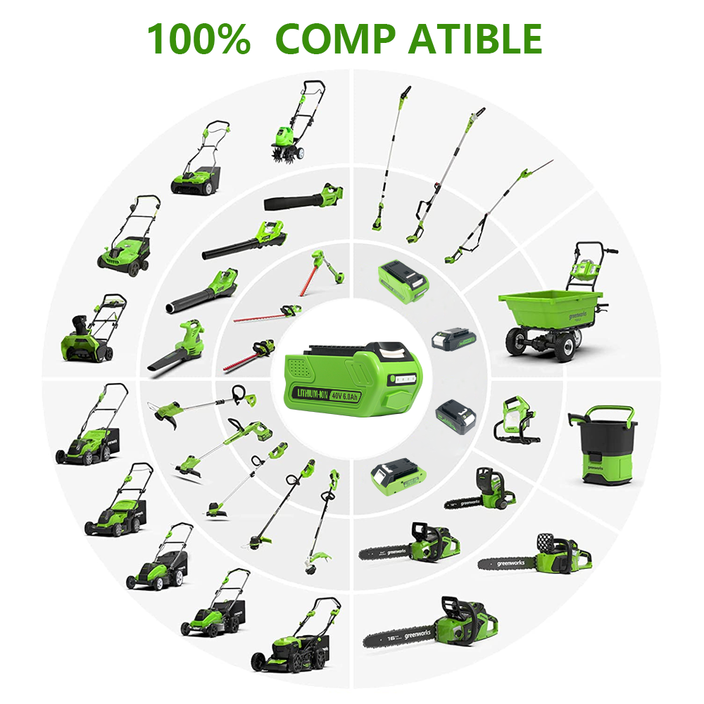 40V 6.0Ah Battery Replacement for GreenWorks 40V Battery 29472 29462 29252 20202 22262 25312 25322 20642 22272 27062 21242 G-Max Cordless Power Tools