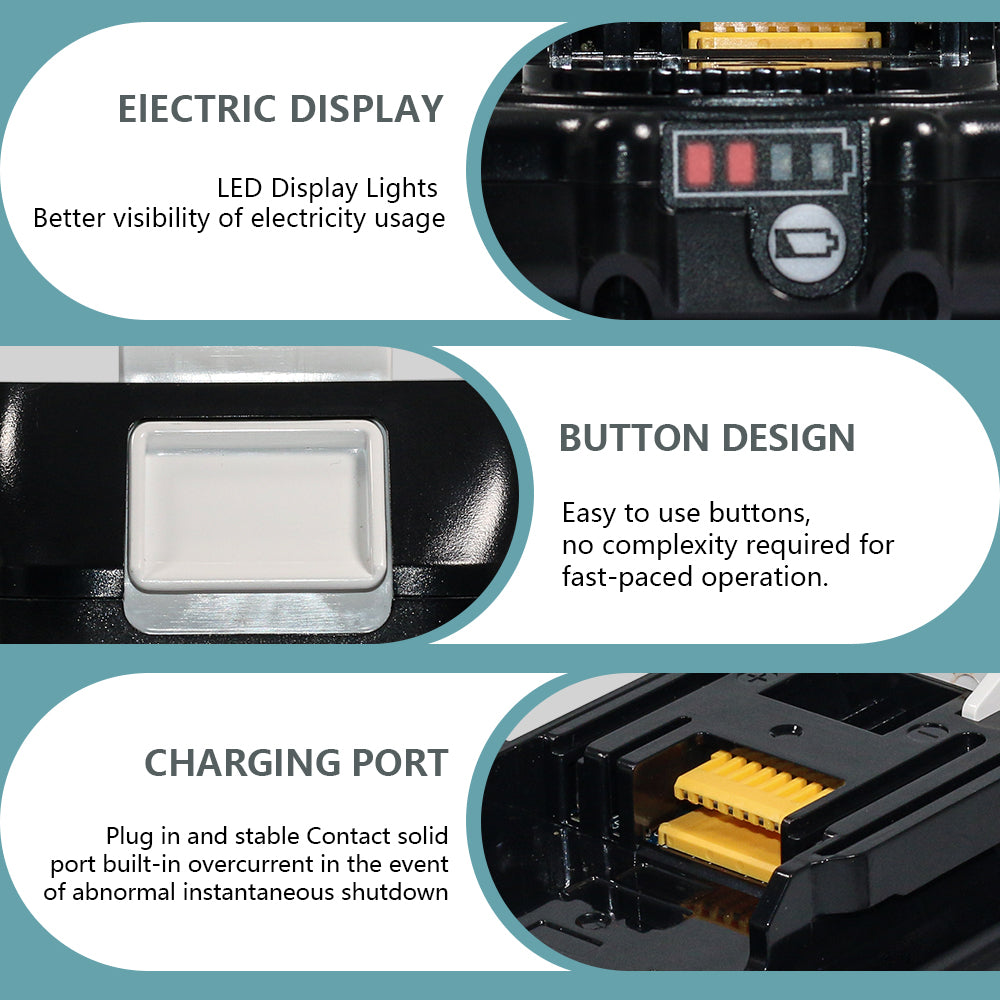 3.0Ah 18 Volt BL1830B Lithium Ion Battery Replacement for Makita 18V Battery BL1815 BL1820 BL1830 BL1840 BL1850B BL1860B