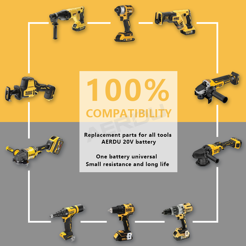 Battery Pack 10.0Ah DCB200 Lithium-ion for Dewalt 20V DCB206-2 DCB205-2 DCB204-2