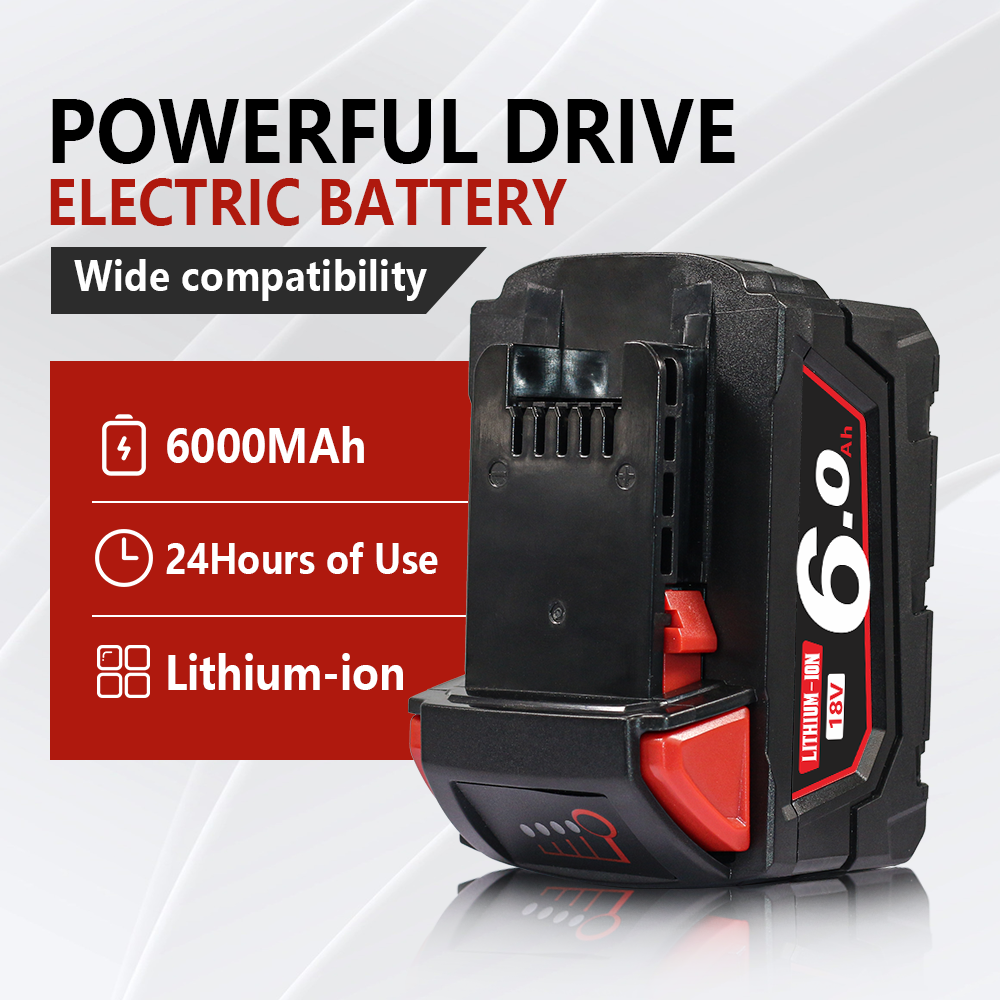 For Milwaukee 18V 6.0A Battery – Max Power for M18 Concrete Drills/Hedge Trimmers