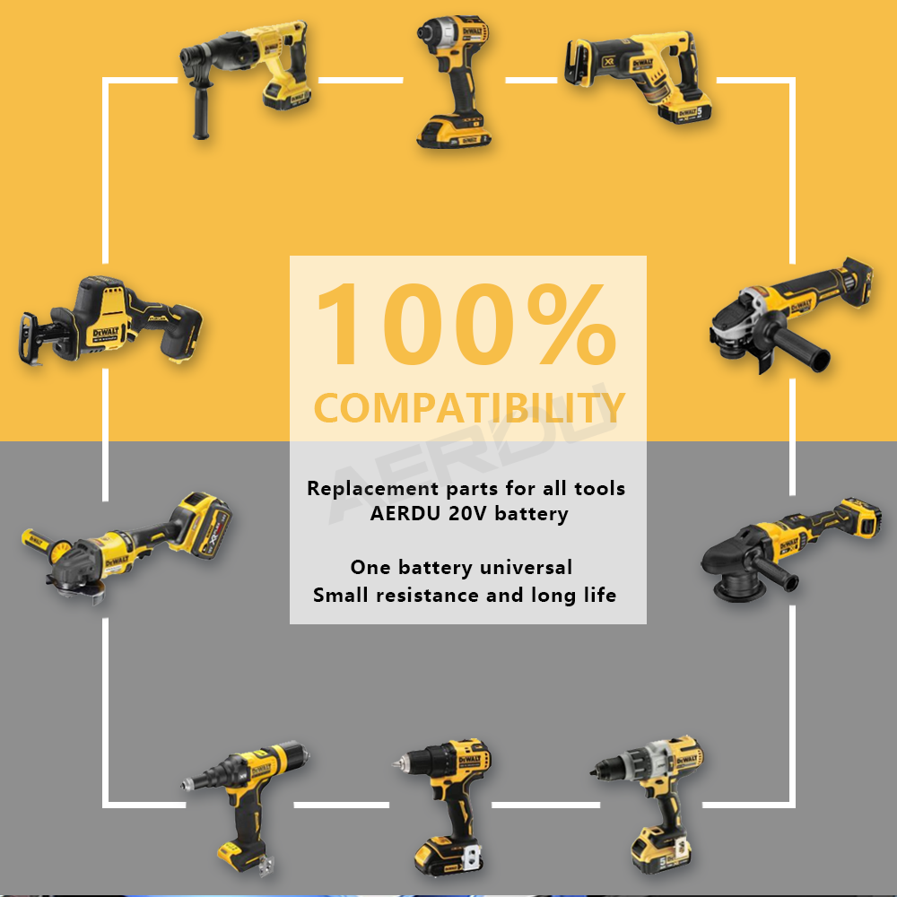 20V Max 5.0Ah Lithium-ion Battery For Dewalt DCB206 DCB205 20 Volt