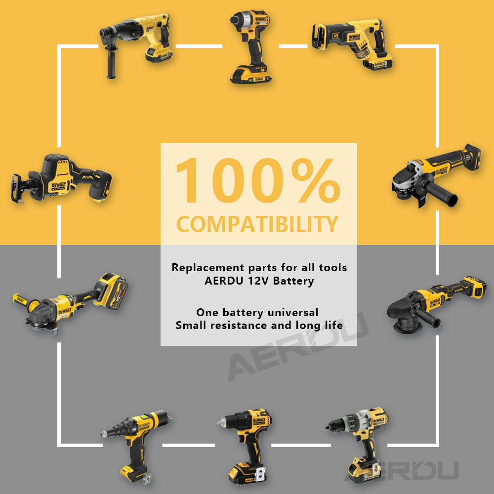 For Dewalt 12V 6-Cell 5.0A Battery – High-Performance for Heavy-Duty Impact Drivers/Rotary Tools