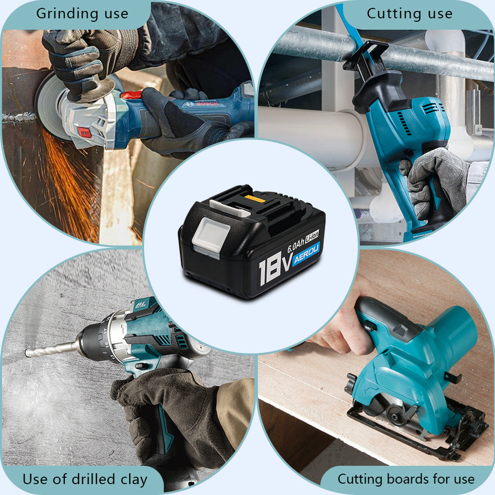 18V 6.0Ah Lithium-ion Battery for Makita BL1830 BL1815 194204-5