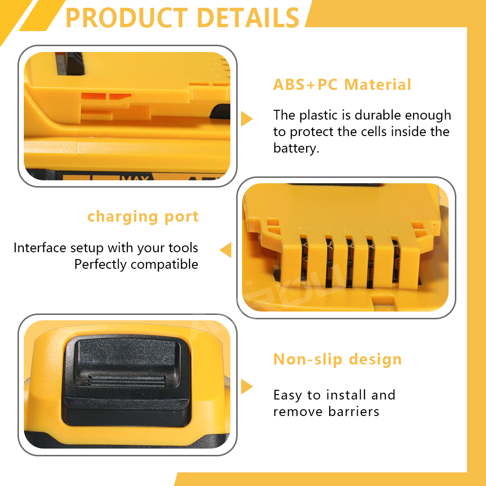 20V Max 5.0Ah Lithium-ion Battery For Dewalt DCB206 DCB205 20 Volt