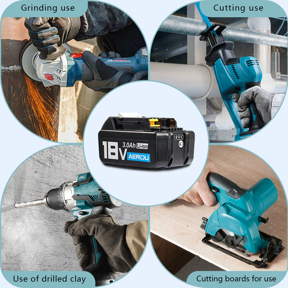 18V Lithium-Ion 3.0Ah Replace Battery for Makita BL1830 BL1840 18 Volt Tools