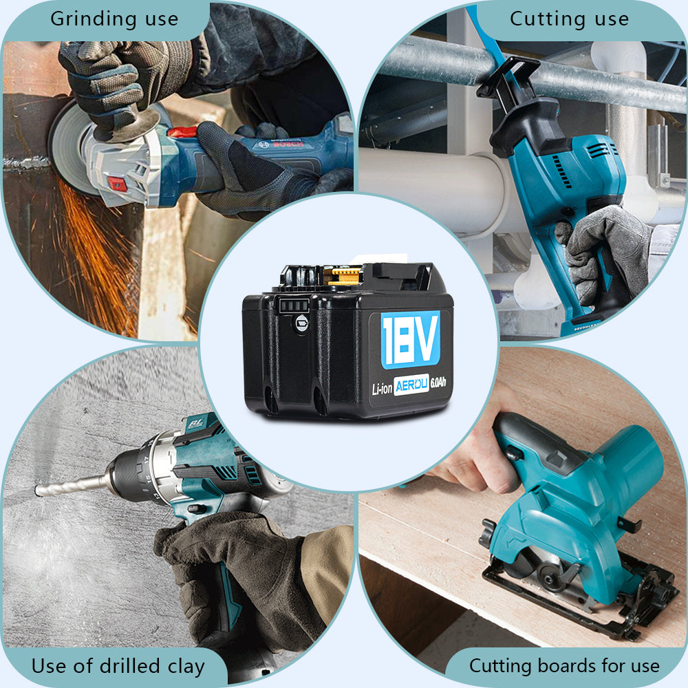 18V 6.0Ah Replacement Battery Compatible with Makita BL1840 BL1850 BL1860 BL1830 Lithium-Ion Battery Tools with LED Indicator