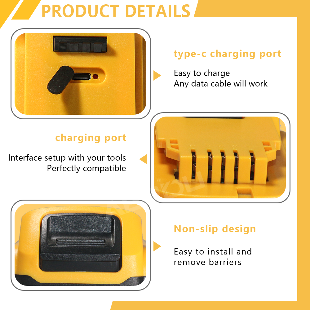 For Dewalt 18V 3.0A Battery with Type-C Port – Compatible with Drills/Impact Drivers, Global Use