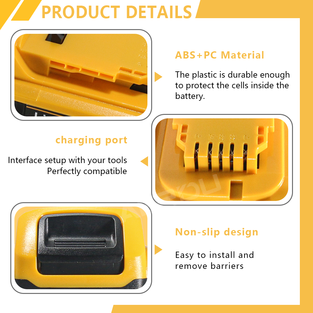 Battery Pack 10.0Ah DCB200 Lithium-ion for Dewalt 20V DCB206-2 DCB205-2 DCB204-2