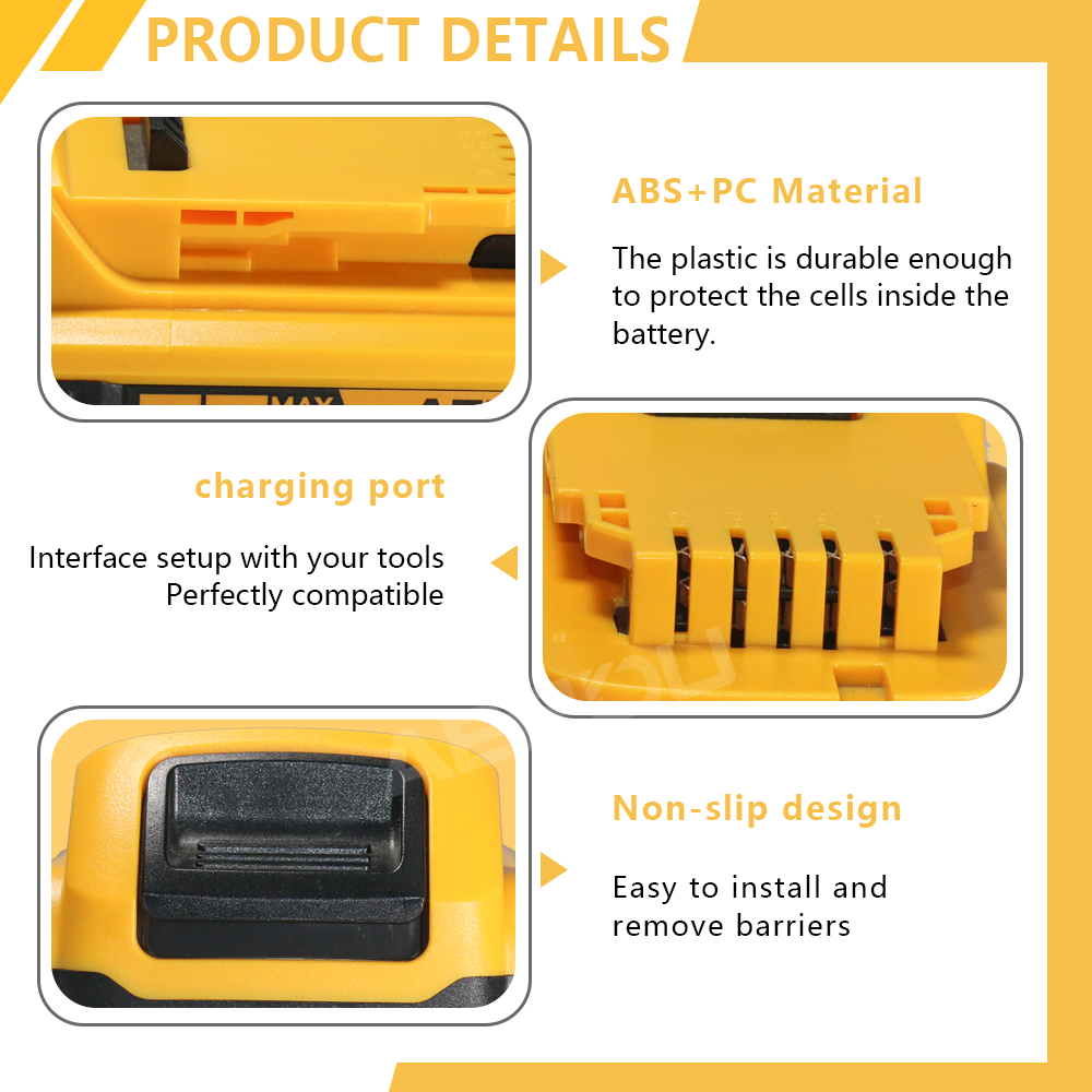 3.0Ah 20V DCB206 Replacement for Dewalt 20V Battery Max DCB201 DCB203 DCB204 Compatible with Dewalt 20 Volt DCD/DCF/DCG/DCS Series Power Tools