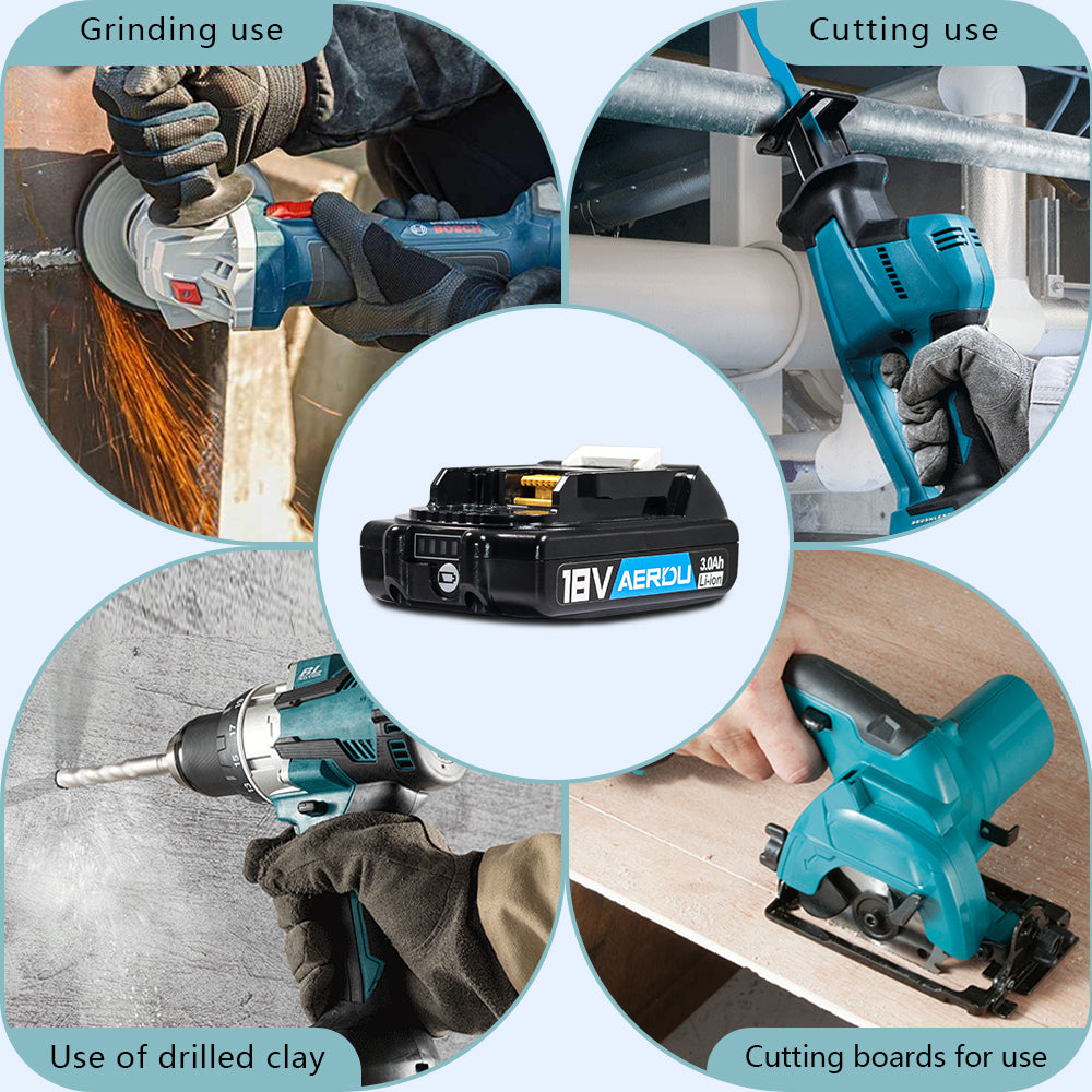 3.0Ah 18 Volt BL1830B Lithium Ion Battery Replacement for Makita 18V Battery BL1815 BL1820 BL1830 BL1840 BL1850B BL1860B